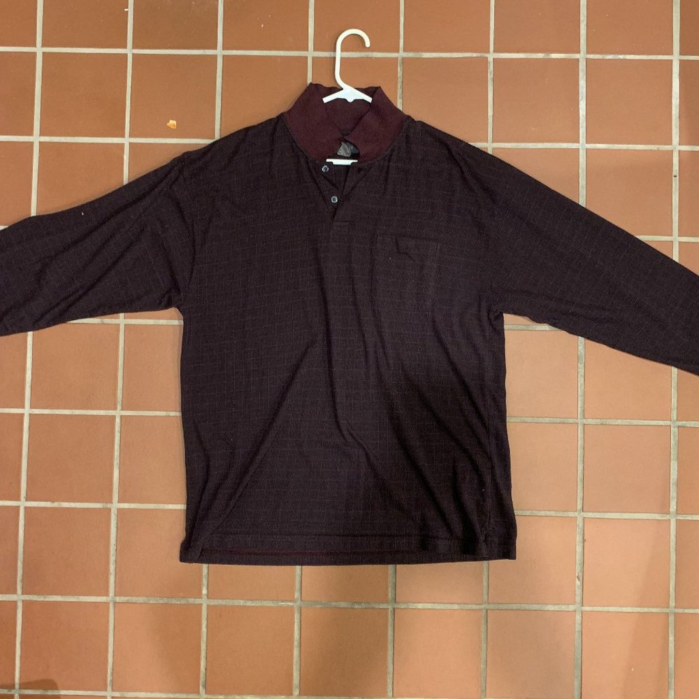 Van Heusen Long Sleeve Polo Shirt Maroon